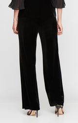 Regular - Straight Leg Velvet Pant with Satin Panel Detail