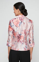 Petite - 3/4 Sleeve Printed Organza Side Closure Blouse with Illusion Sleeves