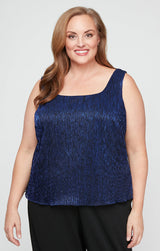Plus 3/4 Sleeve Scoop Neck Twinset with Open Foldover Detail Jacket