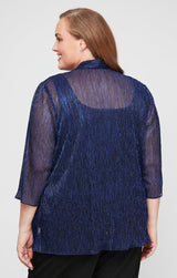 Plus 3/4 Sleeve Scoop Neck Twinset with Open Foldover Detail Jacket