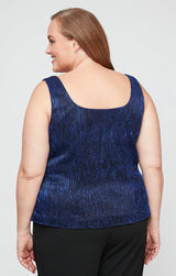 Plus 3/4 Sleeve Scoop Neck Twinset with Open Foldover Detail Jacket