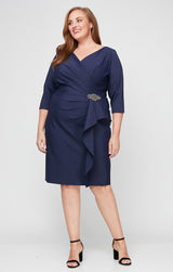 Plus - Contour Sheath Dress with Beaded Detail at Hip