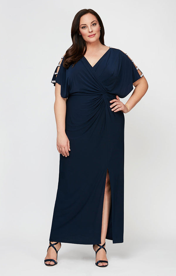 Plus Fiona Embellished Sleeve Jersey Dress