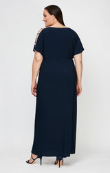 Plus Fiona Embellished Sleeve Jersey Dress