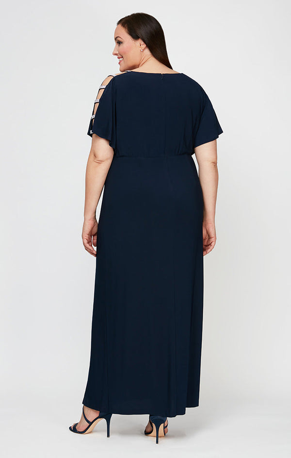 Plus Fiona Embellished Sleeve Jersey Dress