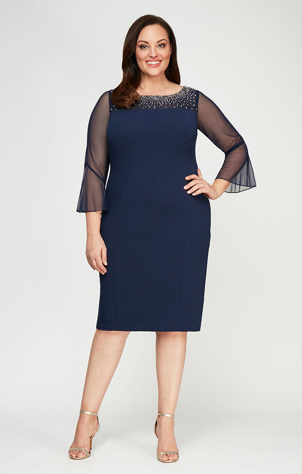 Plus Gabrielle Bell Sleeved Crepe Dress