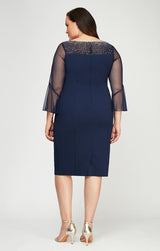 Plus Gabrielle Bell Sleeved Crepe Dress