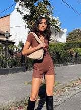 Downtown Romper Chocolate