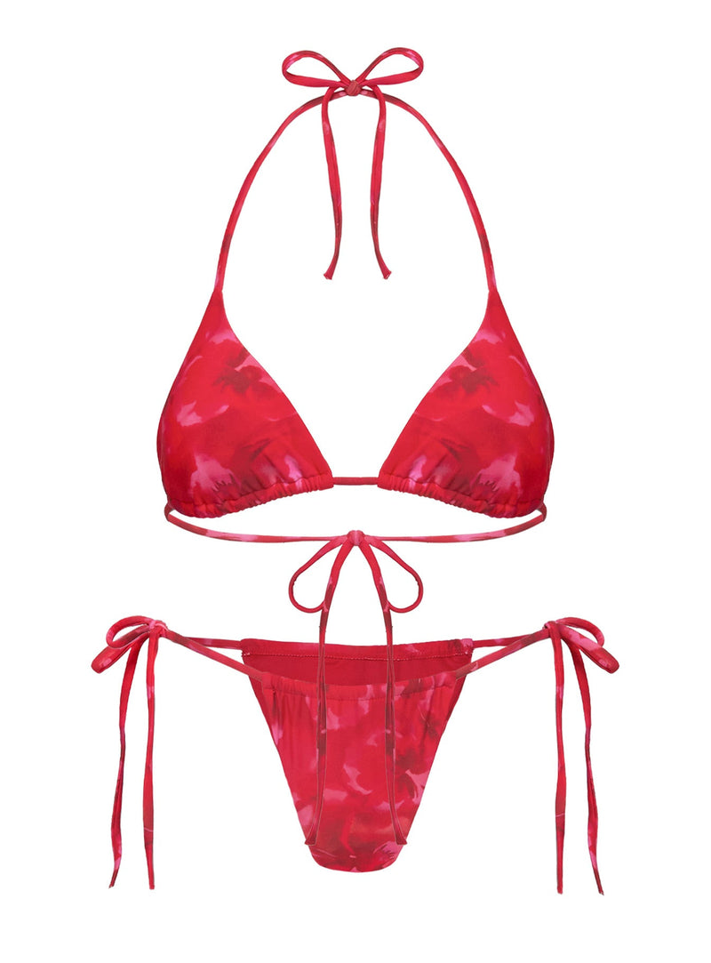 Jenner Triangle Bikini Top Red Floral