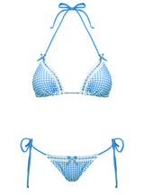 Jenner Triangle Bikini Top Blue Gingham