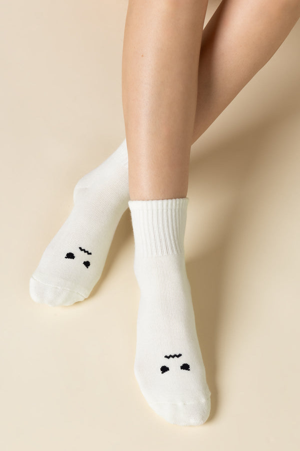 Mixed Emotions Crew Socks - Angry Face