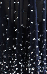 Long Fit and Flare Dress with Heat Set Illusion Flutter Sleeves and Front Slit